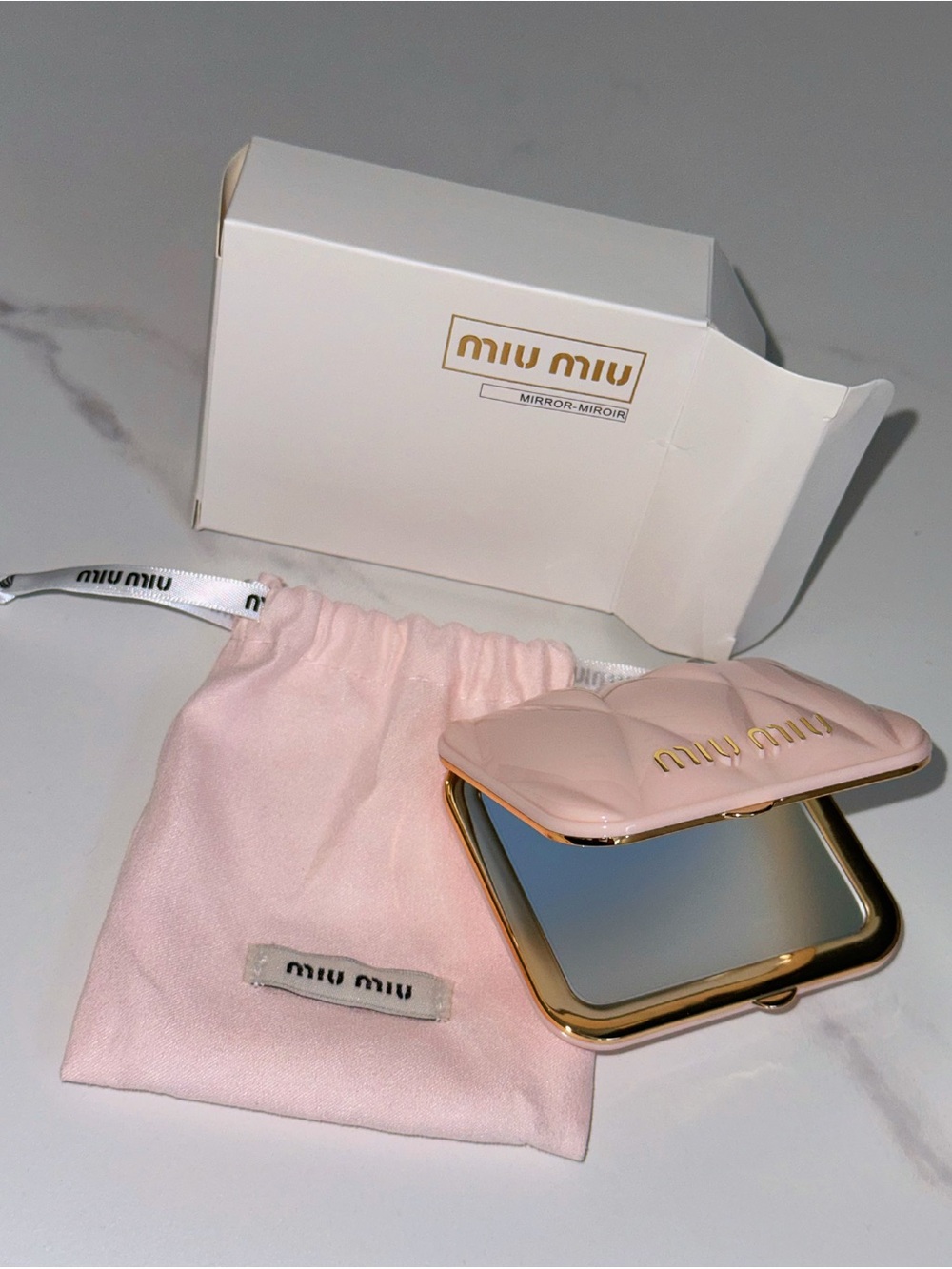 Miu Miu Quilted Pink Compact Mirror BRAND NEW